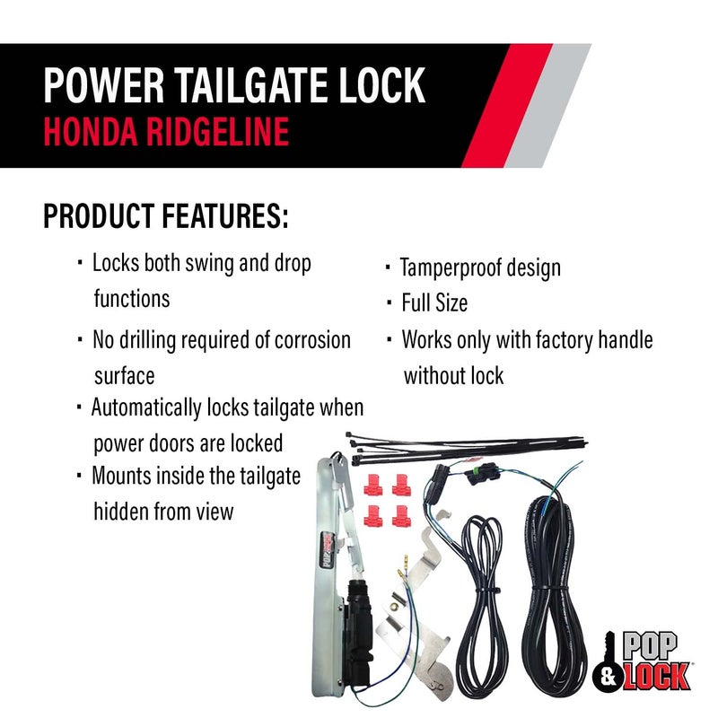 Pop & Lock - Power Tailgate Lock for Honda Ridgeline, Fits 2005 â€“ 2019 Models (PL8600, Works with or Without Backup Camera) - Image 3